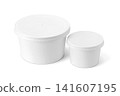 Blank white paper ice cream tub containers with lids for food packaging design mockup isolated on white background 141607195