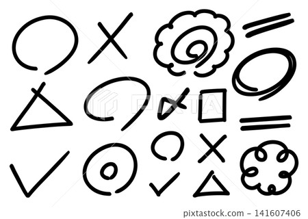 A set of handwritten symbol icons 141607406