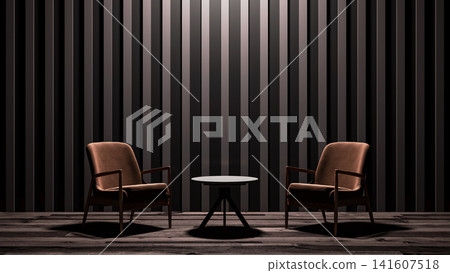 black and white chair in the interior of the room 141607518