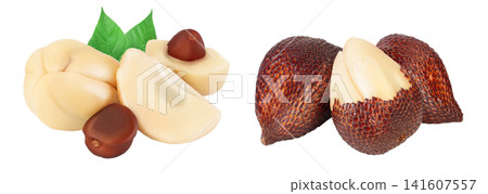 Salak snake fruit isolated on white background with full depth of field Salak snake fruit isolated on white background with full depth of field 141607557