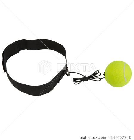 Boxing reflex ball with headband isolated. Fight ball training equipment for reaction, agility and coordination Boxing reflex ball with headband isolated. Fight ball training equipment for reaction, agility and coordination 141607768