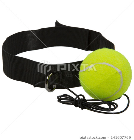 Training boxing ball with headband for reflex training in combat sports, isolated on white background. Training boxing ball with headband for reflex training in combat sports, isolated on white background. 141607769