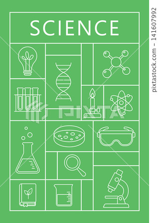 Vertical Science Banner with STEM Education Icons 141607992