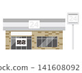 An illustration of a brick-style convenience store building with a "Closed" sign. 141608092