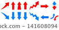 A set of variations featuring ascending red arrows and descending blue arrows. 141608094