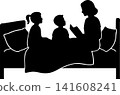 人物剪影插畫集（家庭、父母與孩子、兄弟姊妹）- 臥室、閱讀、透明背景 141608241