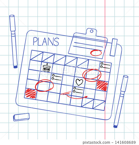 Monthly Planner Doodle Illustration Monthly Planner Doodle Illustration 141608689