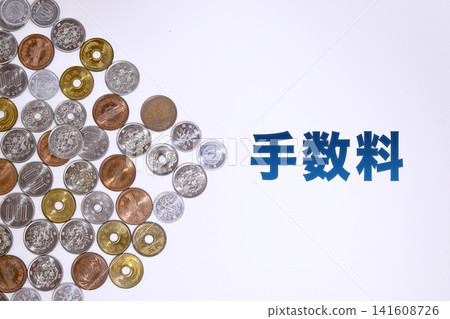 Fee text and Japanese yen coins Fee text and Japanese yen coins 141608726