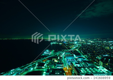從星門酒店眺望大阪灣夜景 從星門酒店眺望大阪灣夜景 141608959
