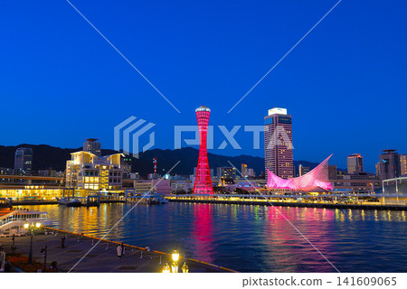 神戶港塔和Meriken公園夜視圖 141609065