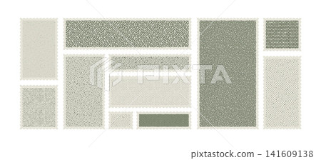 Post stamp border set vector on white background with assorted vertical and horizontal formats. Perforated frames and textured fills create a versatile postal layout Post stamp border set vector on white background with assorted vertical and horizontal formats. Perforated frames and textured fills create a versatile postal layout 141609138