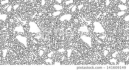 Seamless organic pebble pattern vector in black and white. Dense small cells and irregular larger voids create a coral inspired biomorphic texture Seamless organic pebble pattern vector in black and white. Dense small cells and irregular larger voids create a coral inspired biomorphic texture 141609149