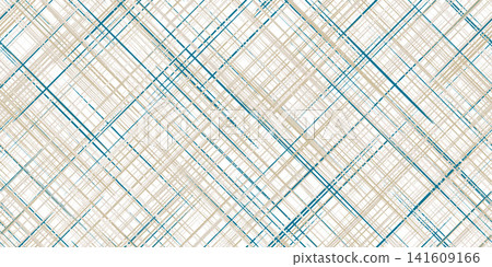Beige linen fabric texture vector with blue crosshatch accents. Dense woven threads form a geometric canvas background with a refined textile appearance Beige linen fabric texture vector with blue crosshatch accents. Dense woven threads form a geometric canvas background with a refined textile appearance 141609166