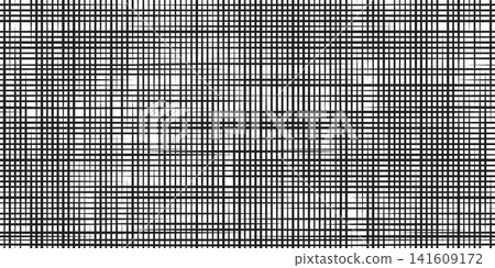 Black and white linen fabric texture vector with a fine woven grid pattern. Geometric canvas surface shows dense thread lines and a crisp textile structure Black and white linen fabric texture vector with a fine woven grid pattern. Geometric canvas surface shows dense thread lines and a crisp textile structure 141609172