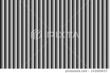 Monochrome Black and Silver Gradient Stripe Background. Abstract Vertical Light Streaks with Metallic Texture, Soft Shadows and Minimal Futuristic 3D Effect 141609437