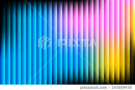 Vibrant Multicolor Gradient Stripe Background with Blue,  Pink Yellow and Colors. Abstract Vertical Light Streaks with Glowing Iridescent Texture and Futuristic 3D Effect 141609438