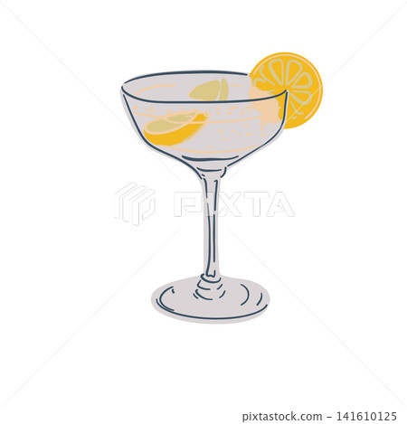 Colorful hand drawn doodle cocktail illustration with bright details and playful style. Fun beverage icon perfect for menus, summer designs, party invitations, stickers, packaging and creative Colorful hand drawn doodle cocktail illustration with bright details and playful style. Fun beverage icon perfect for menus, summer designs, party invitations, stickers, packaging and creative 141610125
