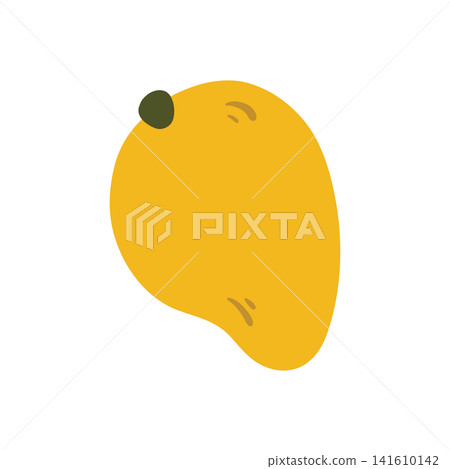 Doodle mango fruit illustration. Colorful hand drawn tropical fruit isolated on white in sketch style. Doodle mango fruit illustration. Colorful hand drawn tropical fruit isolated on white in sketch style. 141610142
