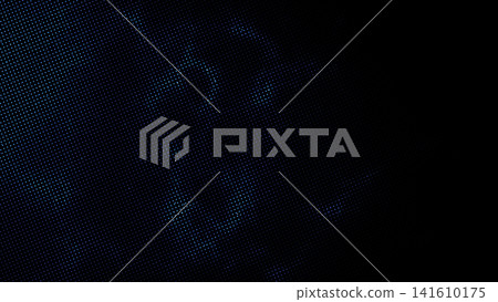 Blue halftone dot wave on black background, minimal futuristic texture for technology, media and digital design. Blue halftone dot wave on black background, minimal futuristic texture for technology, media and digital design. 141610175