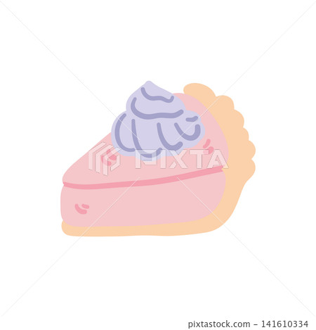 Doodle pie slice illustration. Colorful hand drawn piece of sweet pie isolated on white in sketch style. Doodle pie slice illustration. Colorful hand drawn piece of sweet pie isolated on white in sketch style. 141610334