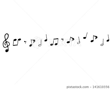 Musical note line art | Header, footer, and divider decorative border for music schools and wind ensembles (no outline, solid color, vector) 141610356