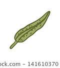 Doodle green hot chili pepper illustration. Colorful hand drawn spicy pepper isolated on white in sketch style. 141610370