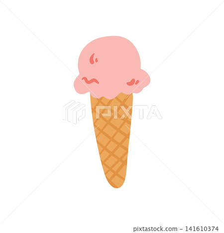 Doodle ice cream cone illustration. Colorful hand drawn sweet dessert in waffle cone isolated on white in sketch style. Doodle ice cream cone illustration. Colorful hand drawn sweet dessert in waffle cone isolated on white in sketch style. 141610374