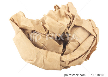 crumpled paper bag isolated on white background 141610409