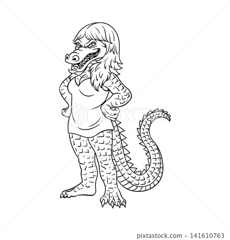 Cuca Line Art a figure of Brazilian folklore Cuca Line Art a figure of Brazilian folklore 141610763