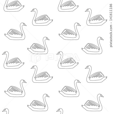 Vector seamless pattern of flat outline swan Vector seamless pattern of flat outline swan 141611186