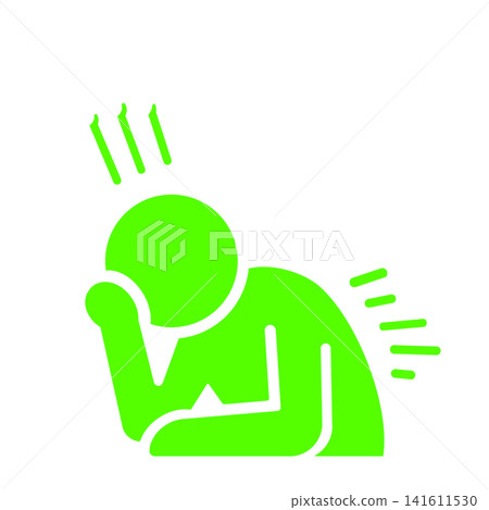 A pictogram (green) of a person hunched over in pain from back or waist pain. A pictogram (green) of a person hunched over in pain from back or waist pain. 141611530