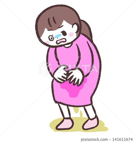 一幅女性漏水的插圖 一幅女性漏水的插圖 141611674