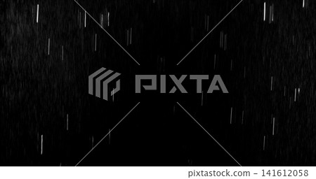 Motion blurred rain streaks isolated on a black background creating a realistic weather overlay with dynamic falling droplets perfect for visual effects compositing graphic design and atmospheric Motion blurred rain streaks isolated on a black background creating a realistic weather overlay with dynamic falling droplets perfect for visual effects compositing graphic design and atmospheric 141612058