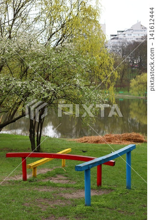 Obstacle course consisting of three sports logos. Obstacle course consisting of three sports logos. 141612444