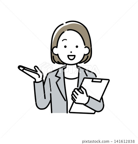 穿著西裝的女人提供指導的插圖 穿著西裝的女人提供指導的插圖 141612838