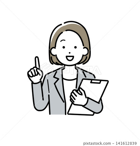 圖解:一位身穿西裝的女士正在講解。 圖解:一位身穿西裝的女士正在講解。 141612839