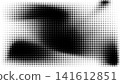 Black and white dots creating an abstract halftone gradient pattern on a white background 141612851