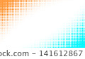 Abstract orange and blue halftone dots fading on a white background creating a retro pattern 141612867
