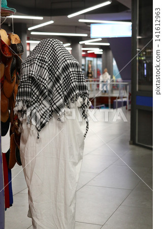 National Arab headscarf on a mannequin. National Arab headscarf on a mannequin. 141612963