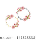 Flowers Hexagon Frame Floral Wreath with Geometric Frame Illustration 141613338