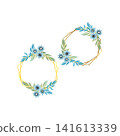 Flowers Hexagon Frame Floral Wreath with Geometric Frame Illustration 141613339