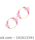 Flowers Hexagon Frame Floral Wreath with Geometric Frame Illustration 141613341