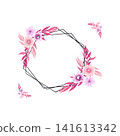 Flowers Hexagon Frame Floral Wreath with Geometric Frame Illustration 141613342
