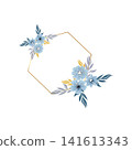 Flowers Hexagon Frame Floral Wreath with Geometric Frame Illustration 141613343