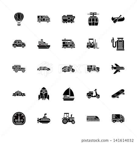 transportation, transport and vehicle vector icon set design solid style. perfect use for logo, presentation, website, and more. modern icon set design glyph style transportation, transport and vehicle vector icon set design solid style. perfect use for logo, presentation, website, and more. modern icon set design glyph style 141614032