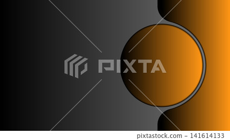 Modern dark charcoal grey and vibrant orange gradient abstract layout template with circular cutout frame design for business cover poster presentation banner Modern dark charcoal grey and vibrant orange gradient abstract layout template with circular cutout frame design for business cover poster presentation banner 141614133