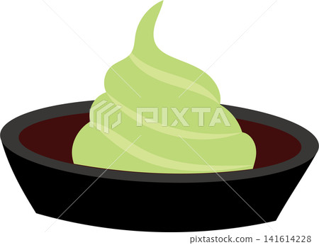 green wasabi in a black bowl green wasabi in a black bowl 141614228