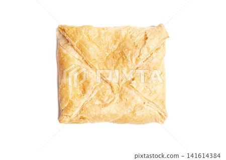 Traditional Georgian adjara khachapuri isolated on white background 141614384