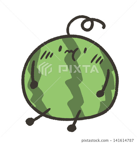 一幅生動的西瓜插圖,畫中的西瓜甚至長出了手臂和腿。 一幅生動的西瓜插圖,畫中的西瓜甚至長出了手臂和腿。 141614787