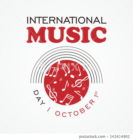 Simple International Music Day background with musical notes and staff Simple International Music Day background with musical notes and staff 141614902